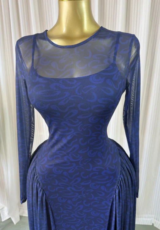 CM.YAYA Women Lace Up O-neck Long Sleeve Big Swing A-line Maxi Dress 2026 Sexy Parties Education Vacation Long Dresses Vestidos