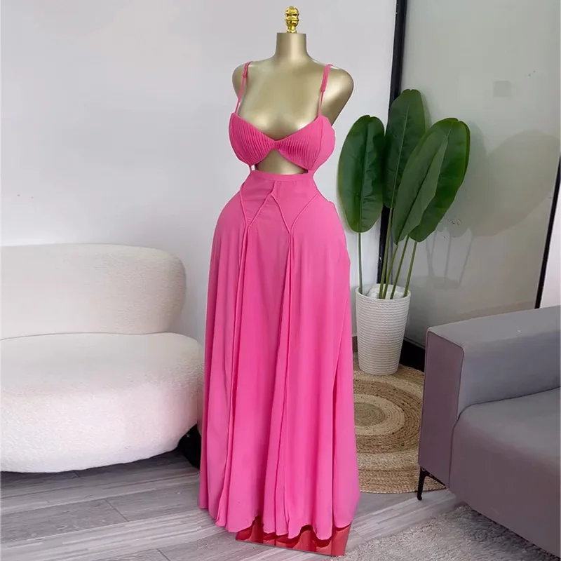 CM.YAYA Women Floral Printed Strap Backless Bra Front Big Swing Maxi Long Dress 2025 Vintage Sexy Club Party Evening Dresses CM.YAYA Women Floral Printed Strap Backless Bra Front Big Swing Maxi Long Dress 2025 Vintage Sexy Club Party Evening Dresses