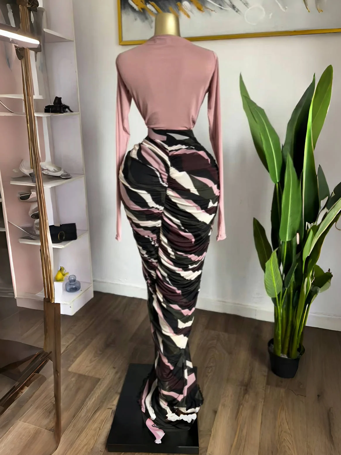 CM.YAYA Women Tie Dye Striped Patchwork Stacked Ruched Bodycon Midi Maxi Long Dress Fall Winter Education Vacation Prom Dresses CM.YAYA Women Tie Dye Striped Patchwork Stacked Ruched Bodycon Midi Maxi Long Dress Fall Winter Education Vacation Prom Dresses