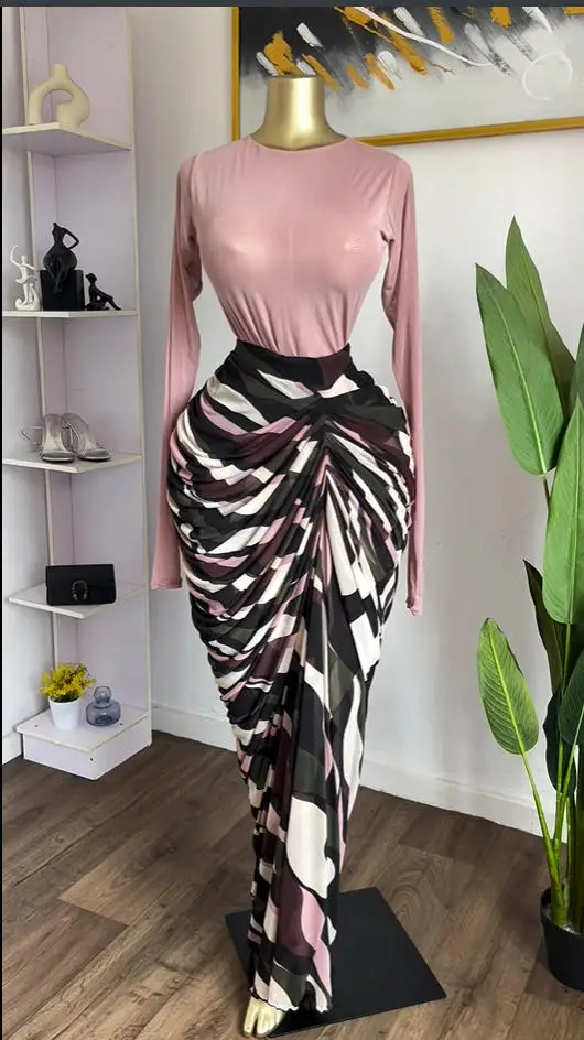 CM.YAYA Women Tie Dye Striped Patchwork Stacked Ruched Bodycon Midi Maxi Long Dress Fall Winter Education Vacation Prom Dresses CM.YAYA Women Tie Dye Striped Patchwork Stacked Ruched Bodycon Midi Maxi Long Dress Fall Winter Education Vacation Prom Dresses