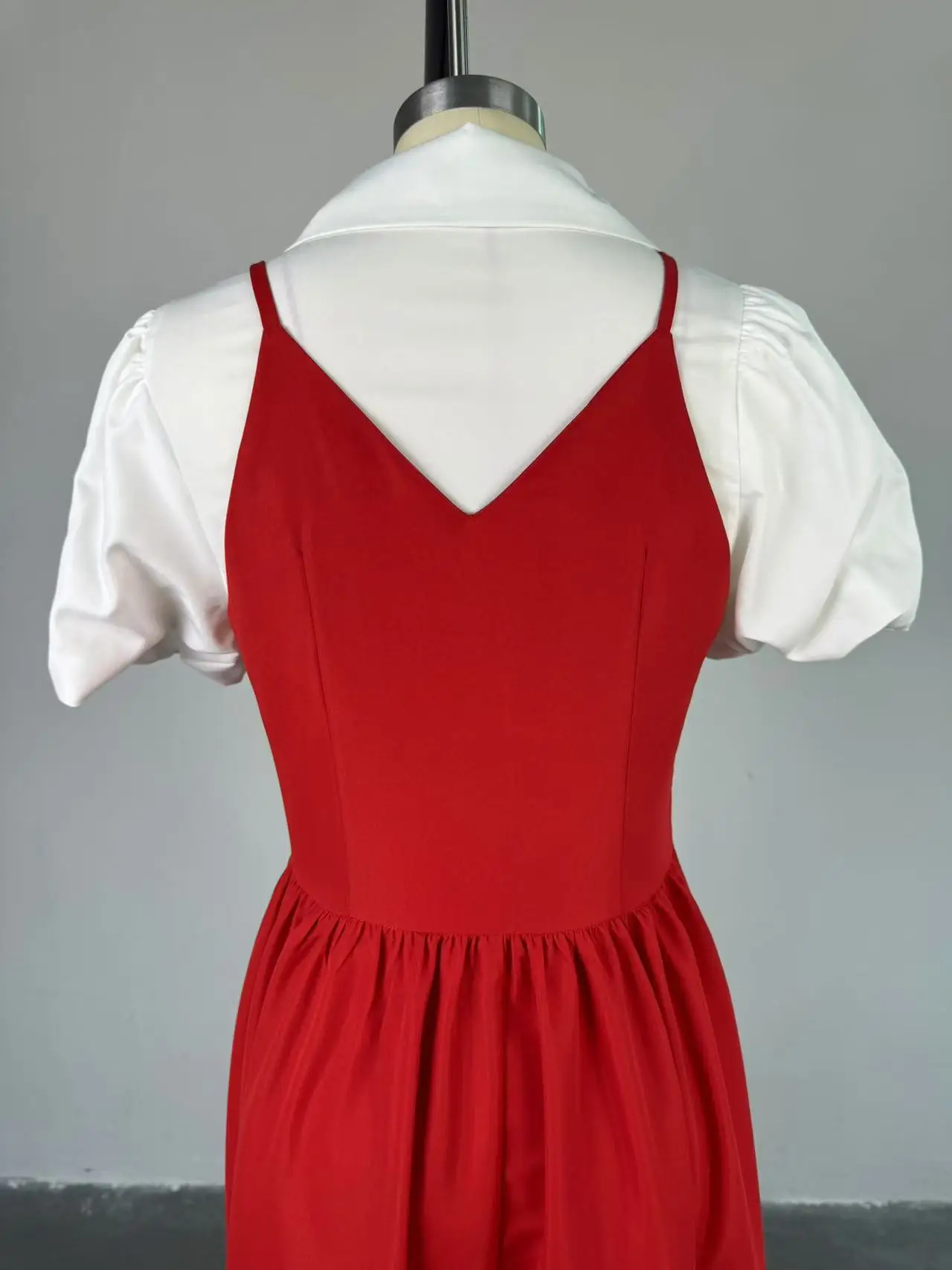 CM.YAYA Short Puff Sleeve Sweet Slim Long Women Shirt Dress High Waist Ruched Pleated Beach Streetwear Maxi Big Swing Dresses