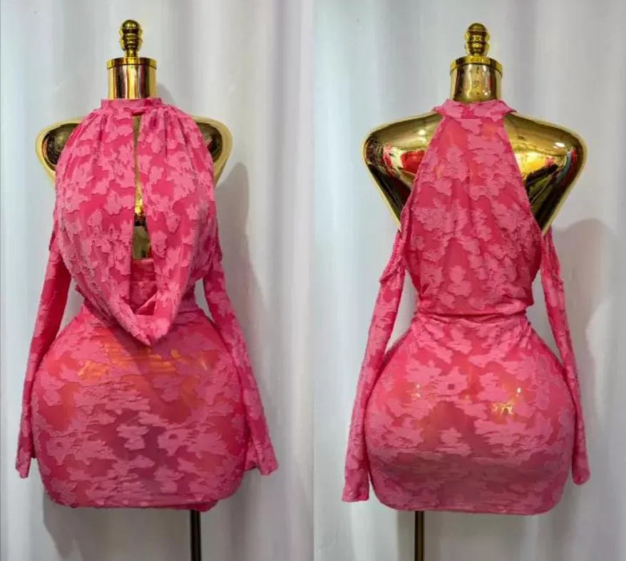 GLCMYAYA Women Floral Bodycon Midi Backless Mini Dress 2025 Vacation Sexy Clubwear Party Birthday Dresses Vestidos