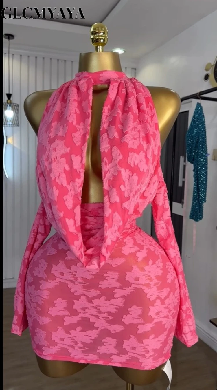 GLCMYAYA Women Floral Bodycon Midi Backless Mini Dress 2025 Vacation Sexy Clubwear Party Birthday Dresses Vestidos