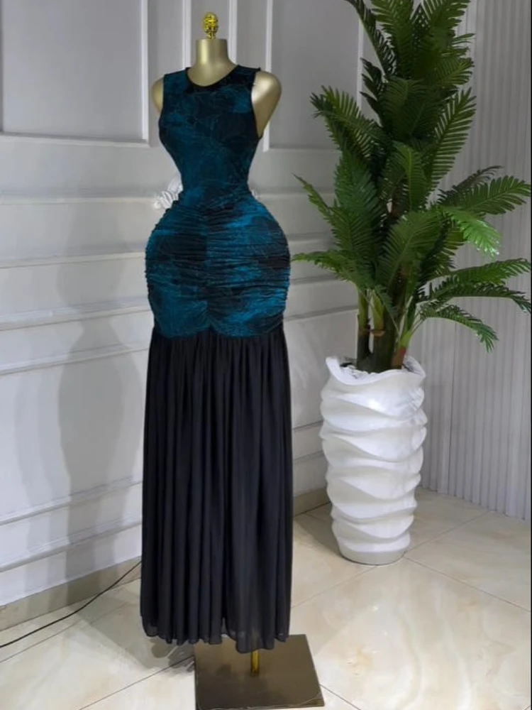 CM.YAYA Women Printed Ruched Stacked Fit and Flare Long Maxi Dress 2025 Winter Evening Party Education Vacation Dresses Vestido