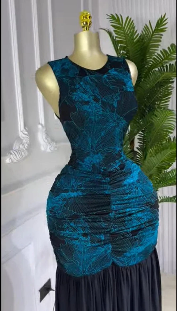 CM.YAYA Women Printed Ruched Stacked Fit and Flare Long Maxi Dress 2025 Winter Evening Party Education Vacation Dresses Vestido