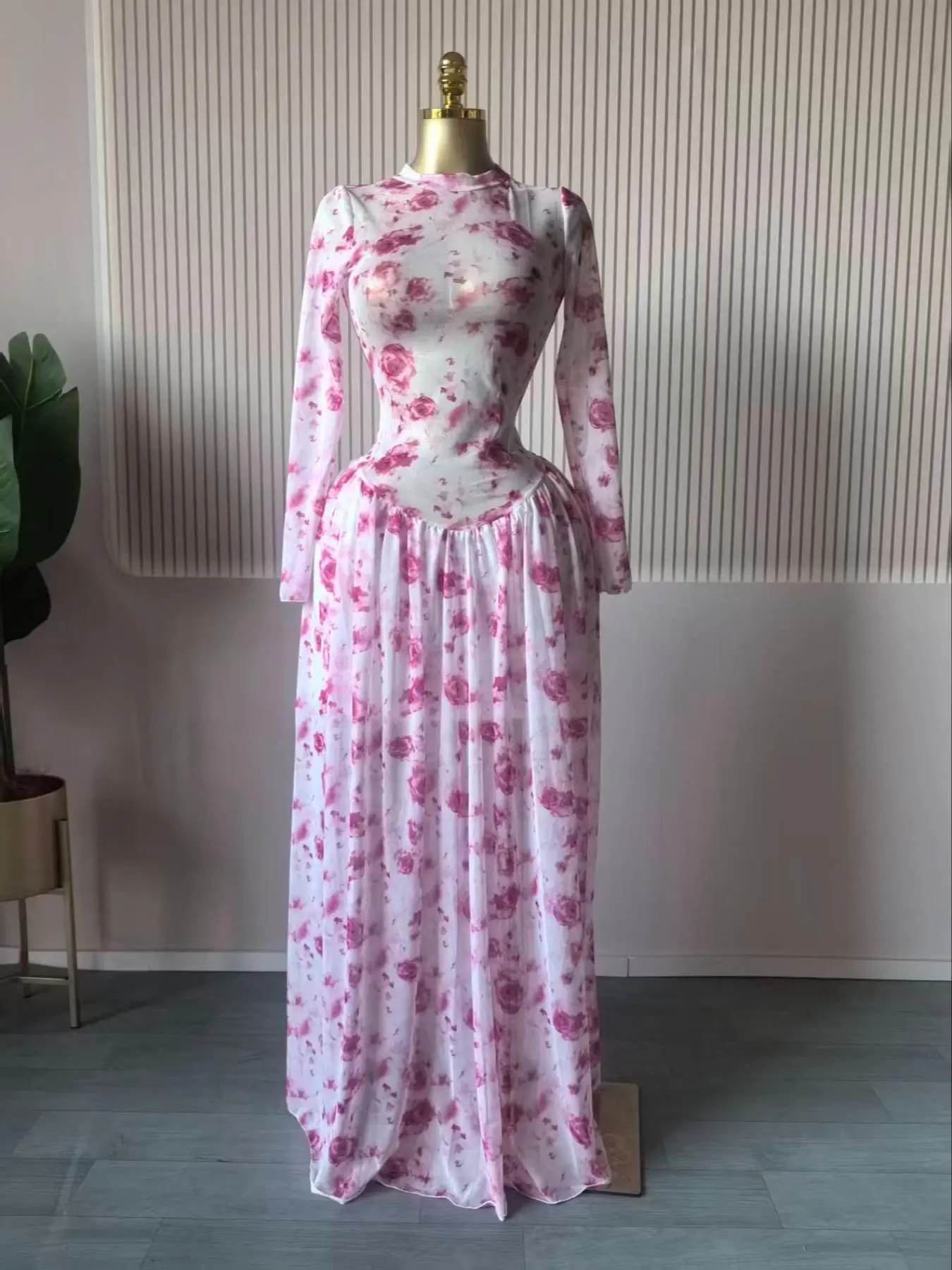 CM.YAYA Women Paisley Printed Big Swing Ruffles A-line Mesh Maxi Dress 2026 Parties Vacation Education Long Dresses Vestidos CM.YAYA Women Paisley Printed Big Swing Ruffles A-line Mesh Maxi Dress 2026 Parties Vacation Education Long Dresses Vestidos