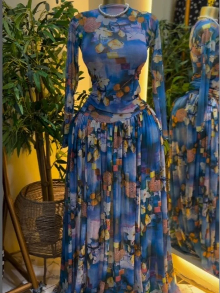 CM.YAYA Women Paisley Printed Big Swing Ruffles A-line Mesh Maxi Dress 2026 Parties Vacation Education Long Dresses Vestidos CM.YAYA Women Paisley Printed Big Swing Ruffles A-line Mesh Maxi Dress 2026 Parties Vacation Education Long Dresses Vestidos