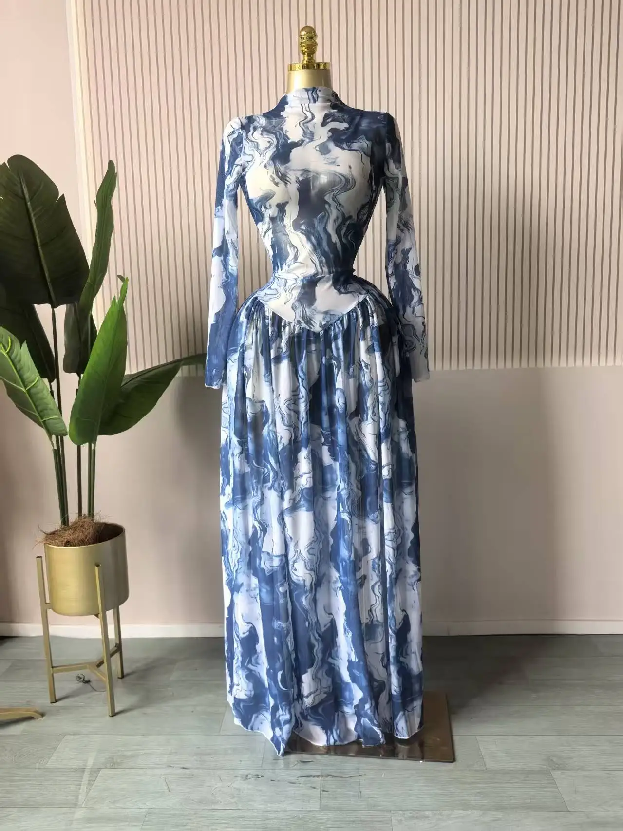 CM.YAYA Women Paisley Printed Big Swing Ruffles A-line Mesh Maxi Dress 2026 Parties Vacation Education Long Dresses Vestidos CM.YAYA Women Paisley Printed Big Swing Ruffles A-line Mesh Maxi Dress 2026 Parties Vacation Education Long Dresses Vestidos