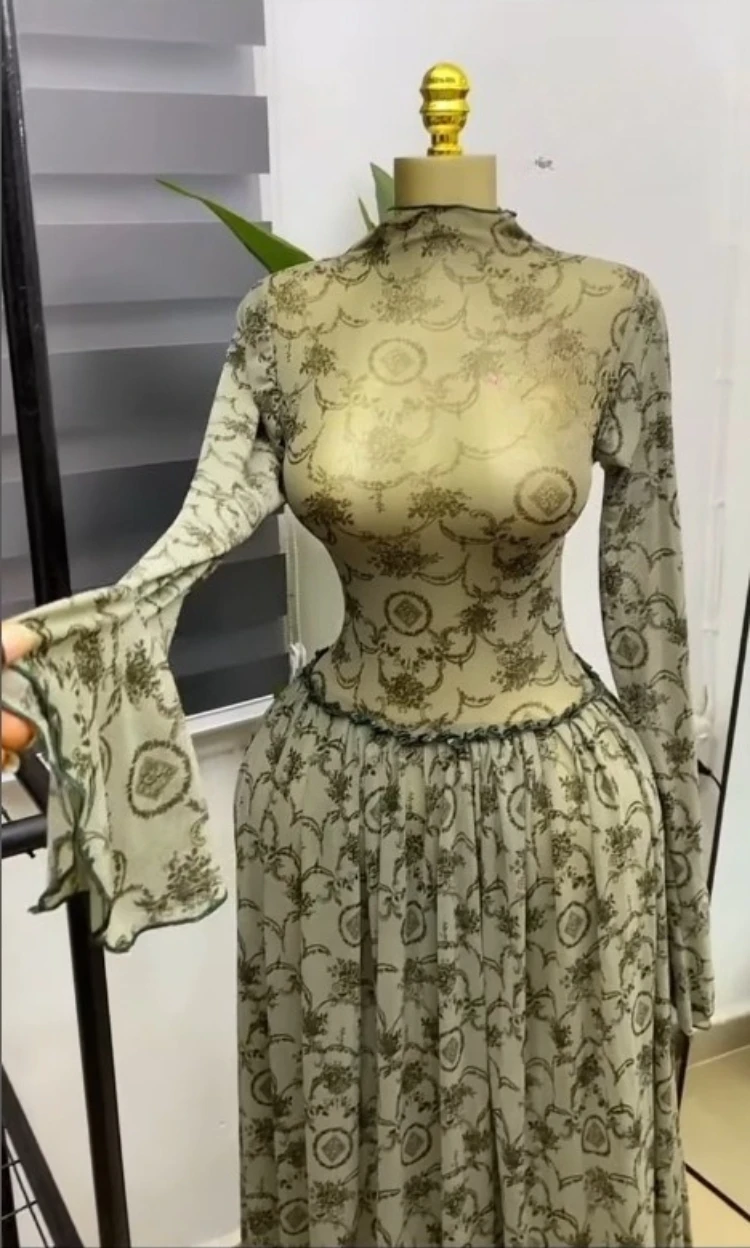 CM.YAYA Women Paisley Printed Big Swing Ruffles A-line Mesh Maxi Dress 2026 Parties Vacation Education Long Dresses Vestidos CM.YAYA Women Paisley Printed Big Swing Ruffles A-line Mesh Maxi Dress 2026 Parties Vacation Education Long Dresses Vestidos