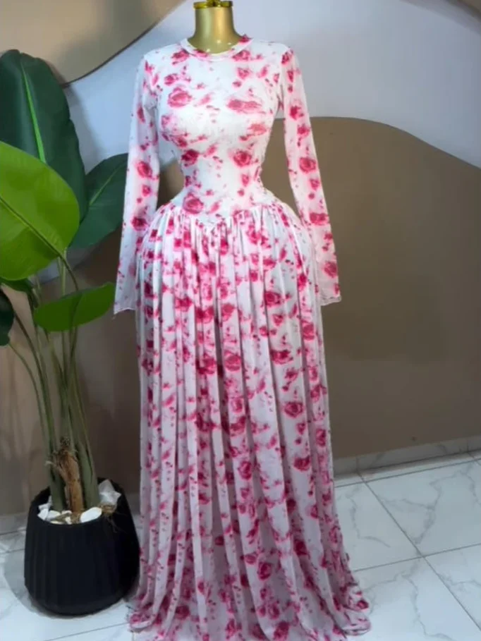 CM.YAYA Women Paisley Printed Big Swing Ruffles A-line Mesh Maxi Dress 2026 Parties Vacation Education Long Dresses Vestidos CM.YAYA Women Paisley Printed Big Swing Ruffles A-line Mesh Maxi Dress 2026 Parties Vacation Education Long Dresses Vestidos