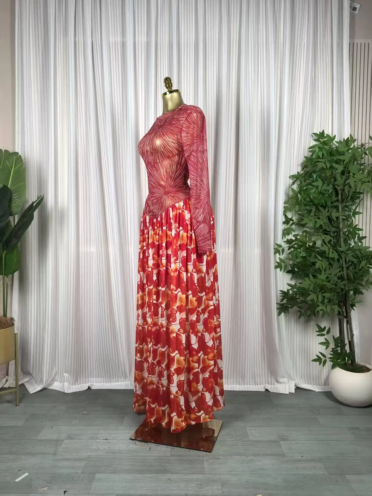 CM.YAYA Women Paisley Printed Big Swing Ruffles A-line Mesh Maxi Dress 2026 Parties Vacation Education Long Dresses Vestidos CM.YAYA Women Paisley Printed Big Swing Ruffles A-line Mesh Maxi Dress 2026 Parties Vacation Education Long Dresses Vestidos