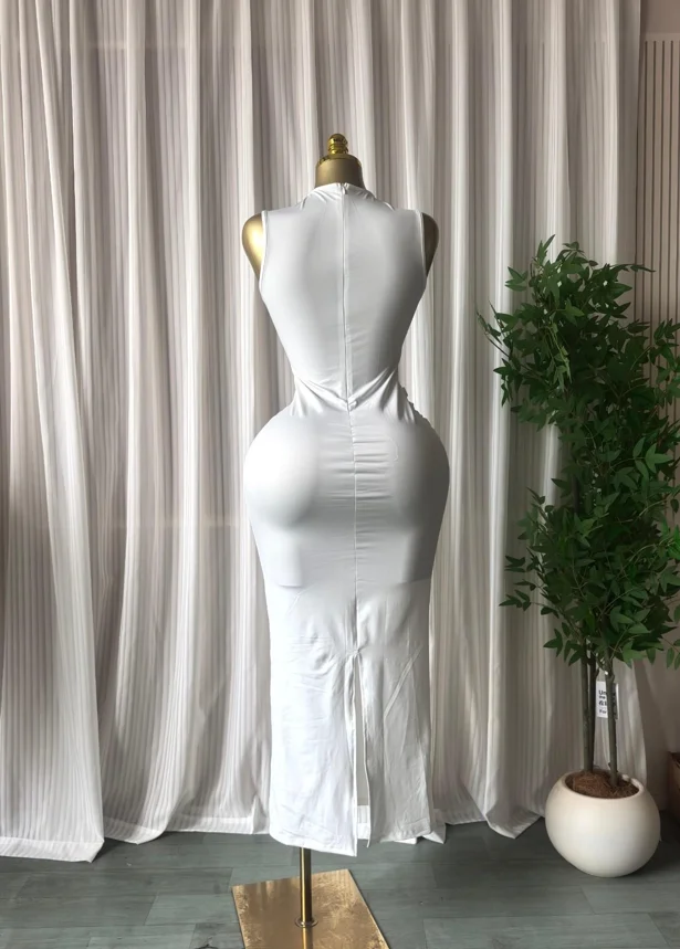 GLCMYAYA Women Sleeveless O-neck Stacked Ruched Side Up Bodycon Midi Maxi Dress 2026 Cocktail Even Birthday Party Trendy Dresses