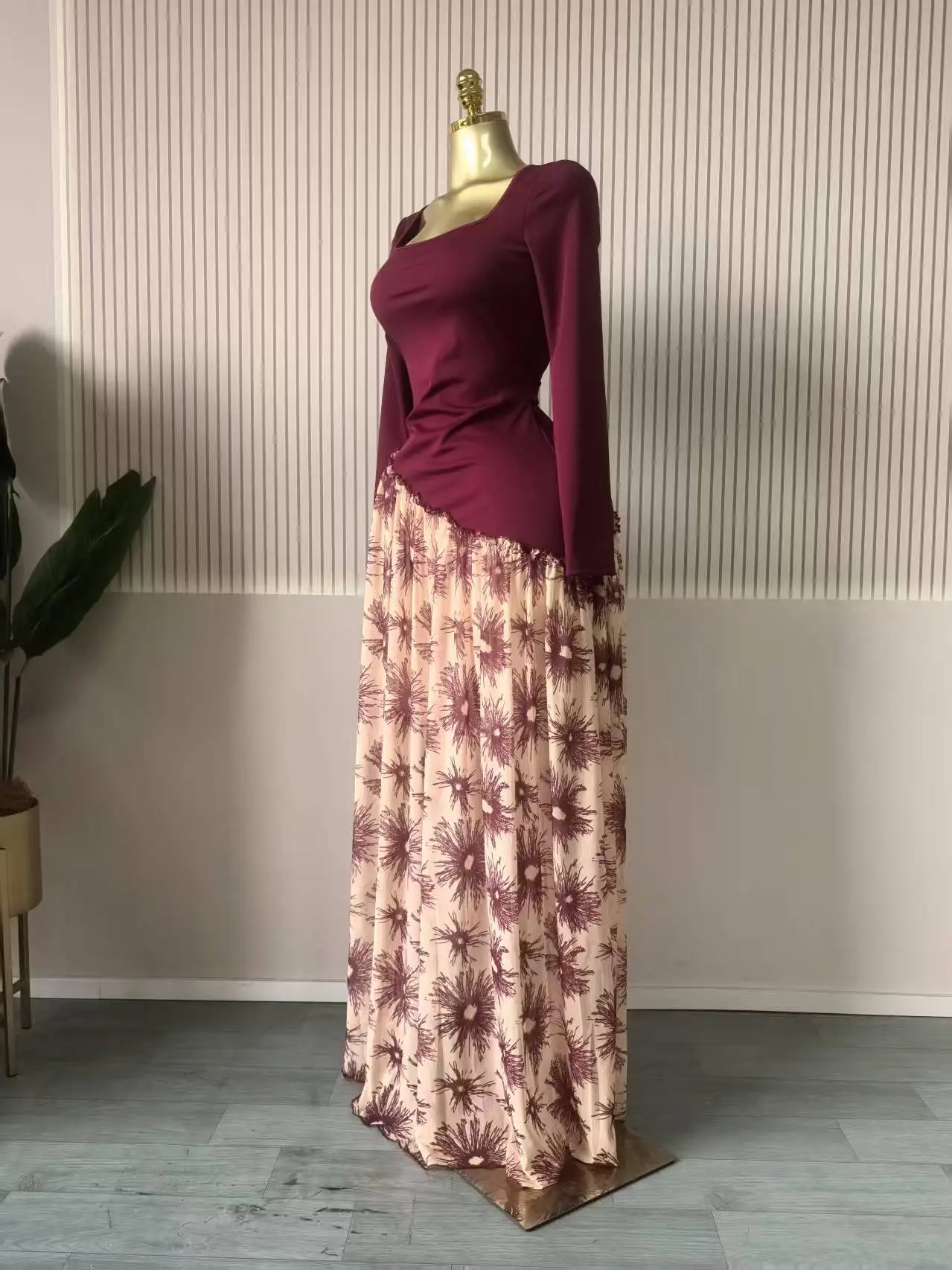 GLCMYAYA Women Print Full Sleeve Sashes Elegant Long Maxi Dress 2026 Fall Birthday Holiday Evening Sexy Party Dresses Vestidos