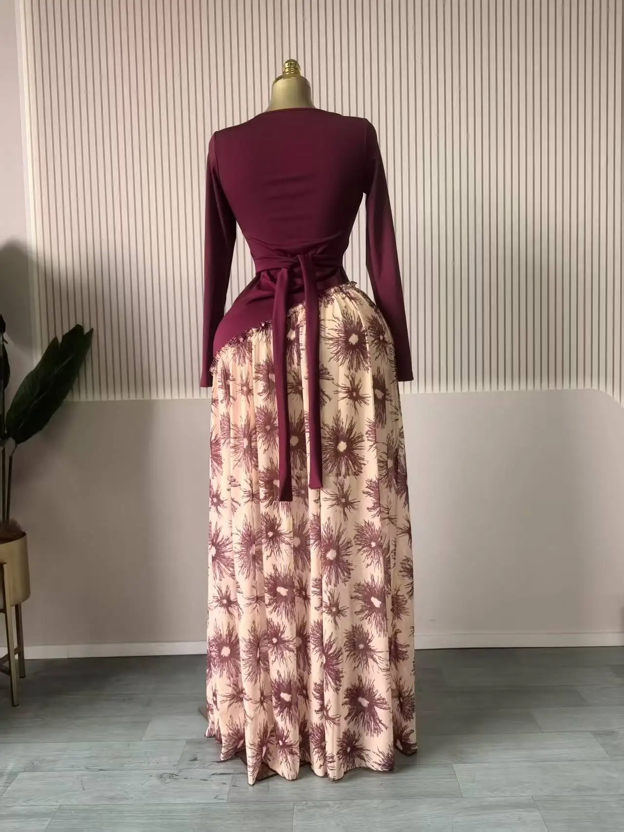 GLCMYAYA Women Print Full Sleeve Sashes Elegant Long Maxi Dress 2026 Fall Birthday Holiday Evening Sexy Party Dresses Vestidos