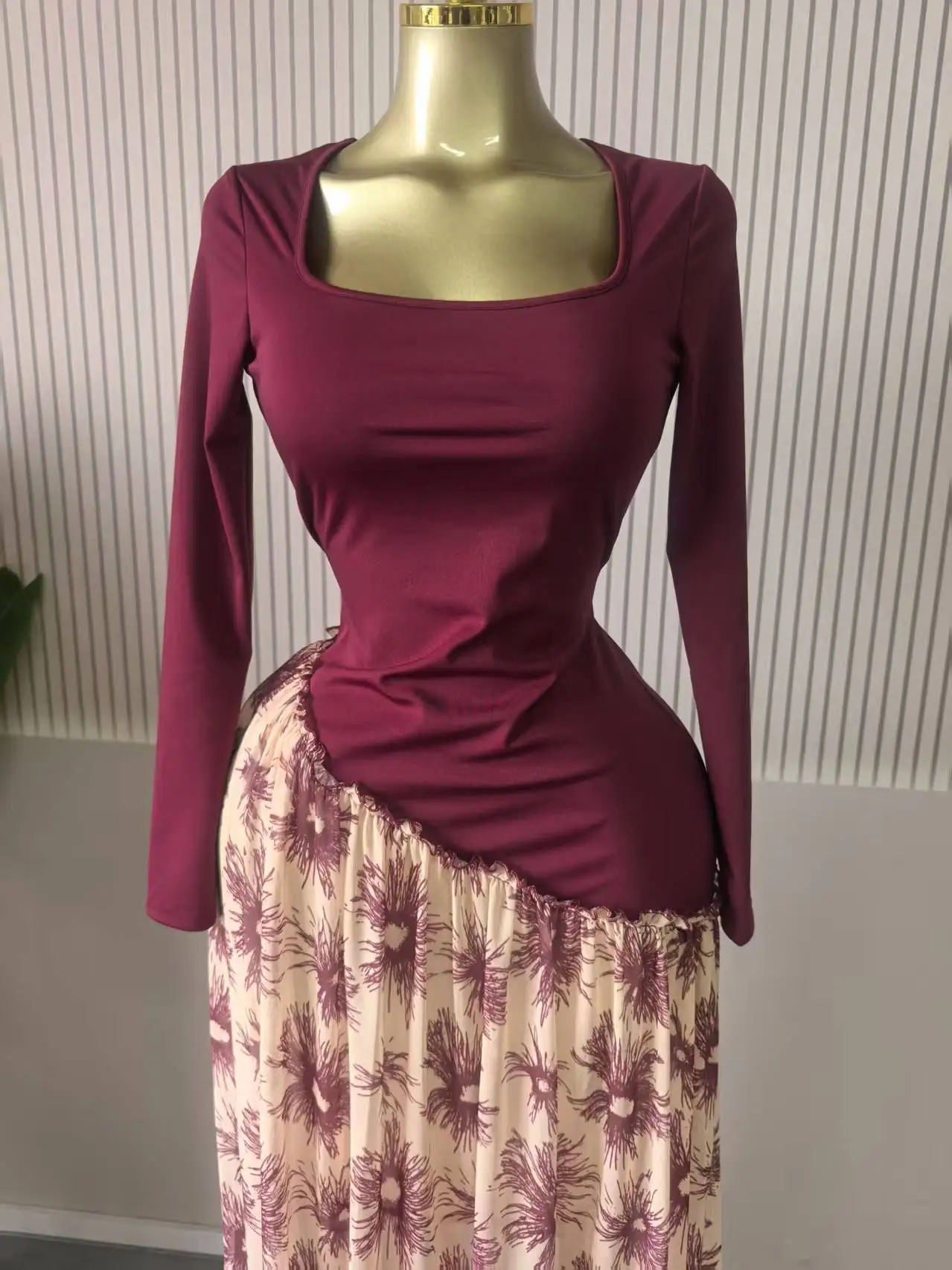 GLCMYAYA Women Print Full Sleeve Sashes Elegant Long Maxi Dress 2026 Fall Birthday Holiday Evening Sexy Party Dresses Vestidos