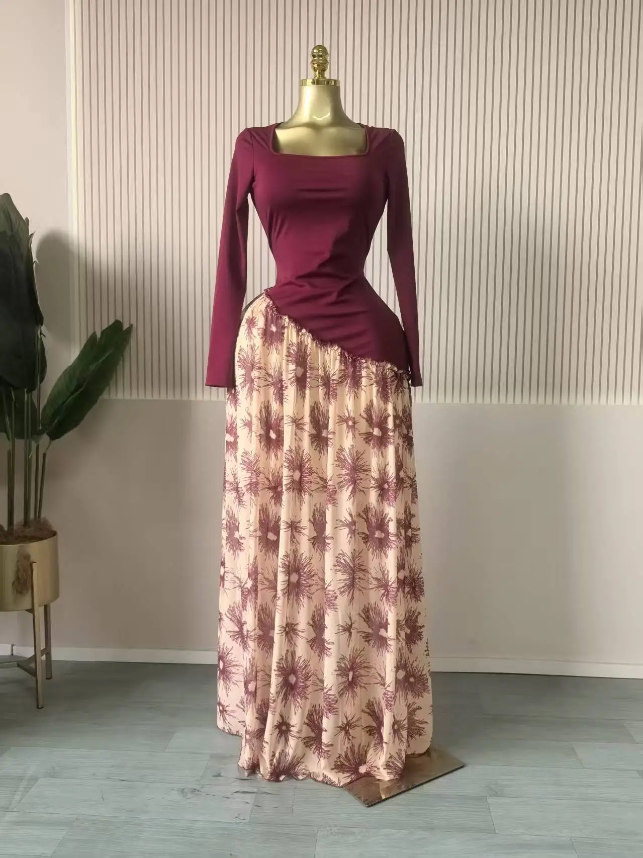 GLCMYAYA Women Print Full Sleeve Sashes Elegant Long Maxi Dress 2026 Fall Birthday Holiday Evening Sexy Party Dresses Vestidos