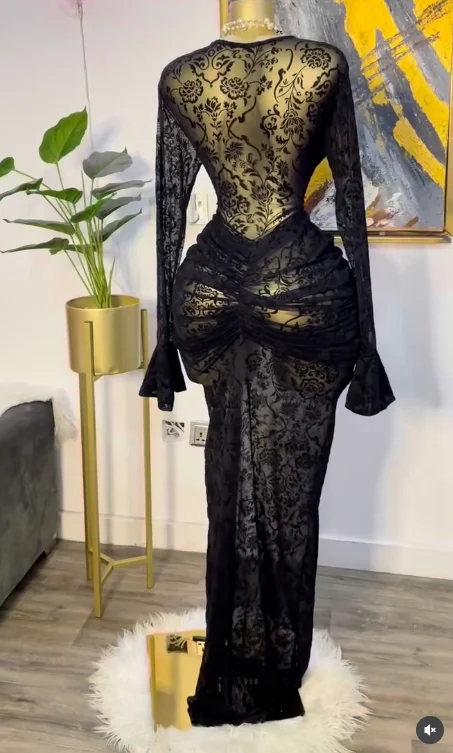 CM.YAYA 2025 Fall Women Long Sleeve Stacked Mesh See Though with Lining Bodycon Long Dress Evening Birthday Sexy Party Dresses CM.YAYA 2025 Fall Women Long Sleeve Stacked Mesh See Though with Lining Bodycon Long Dress Evening Birthday Sexy Party Dresses