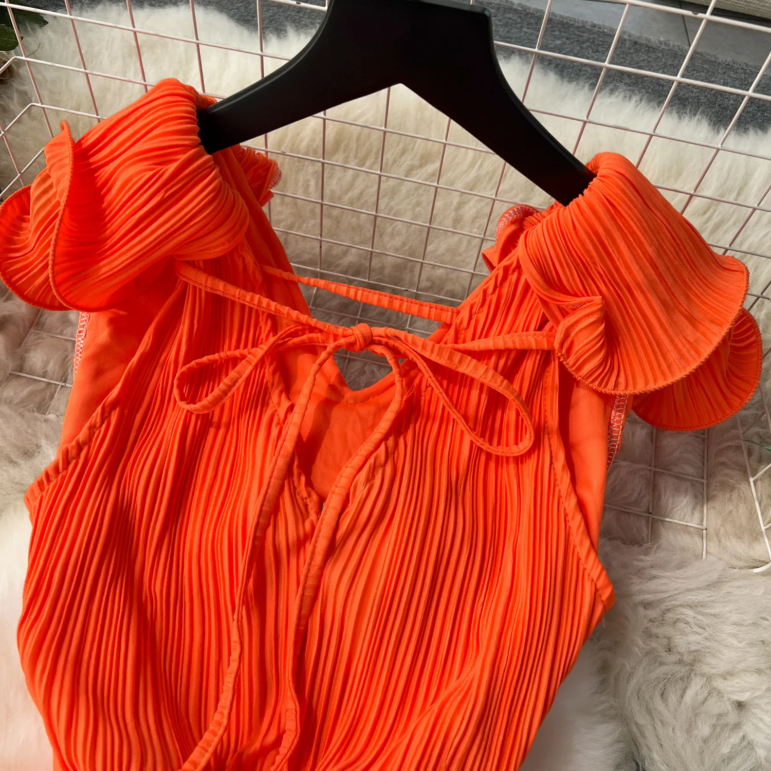 CM.YAYA Women Ruffles Splicing V-neck Sleeveless Bodycon Midi Pleated Maxi Long Dress 2025 Birthday Sexy Club Party Even Dresses CM.YAYA Women Ruffles Splicing V-neck Sleeveless Bodycon Midi Pleated Maxi Long Dress 2025 Birthday Sexy Club Party Even Dresses