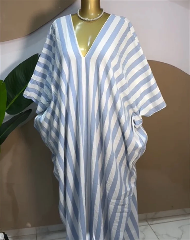 GLCMYAYA 2026 Fall Holiday Half Batwing Sleeve Striped Print Loose Long Dress Street Women Party Vestidos Maxi Dresses Vestidos