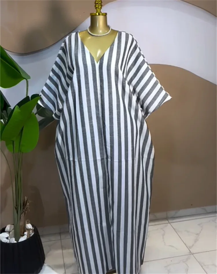 GLCMYAYA 2026 Fall Holiday Half Batwing Sleeve Striped Print Loose Long Dress Street Women Party Vestidos Maxi Dresses Vestidos