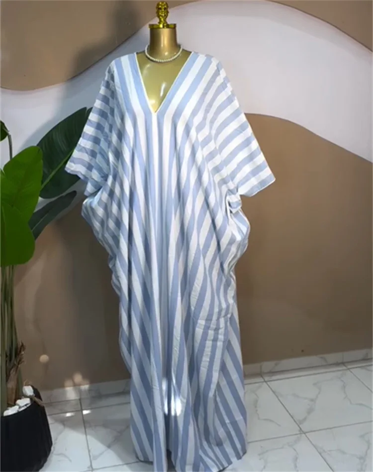 GLCMYAYA 2026 Fall Holiday Half Batwing Sleeve Striped Print Loose Long Dress Street Women Party Vestidos Maxi Dresses Vestidos