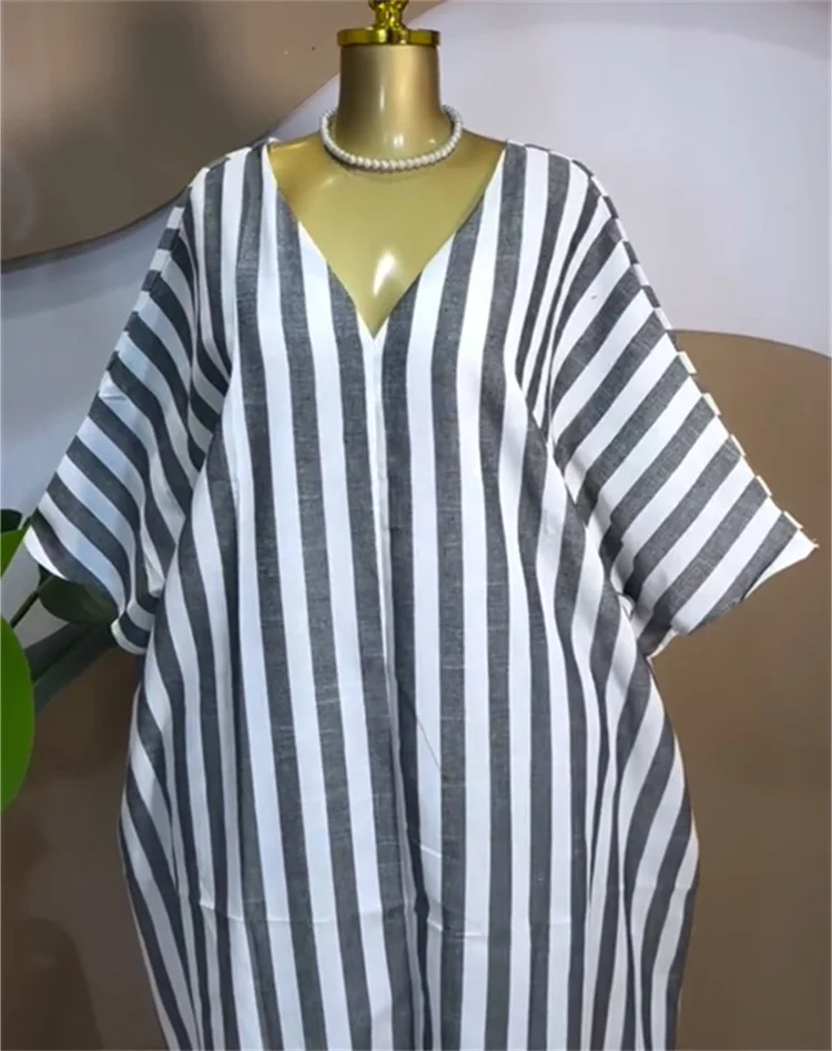 GLCMYAYA 2026 Fall Holiday Half Batwing Sleeve Striped Print Loose Long Dress Street Women Party Vestidos Maxi Dresses Vestidos