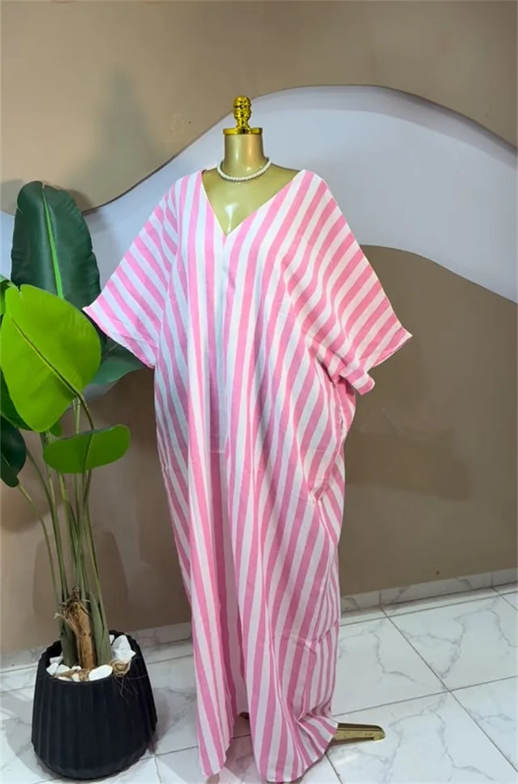 GLCMYAYA 2026 Fall Holiday Half Batwing Sleeve Striped Print Loose Long Dress Street Women Party Vestidos Maxi Dresses Vestidos