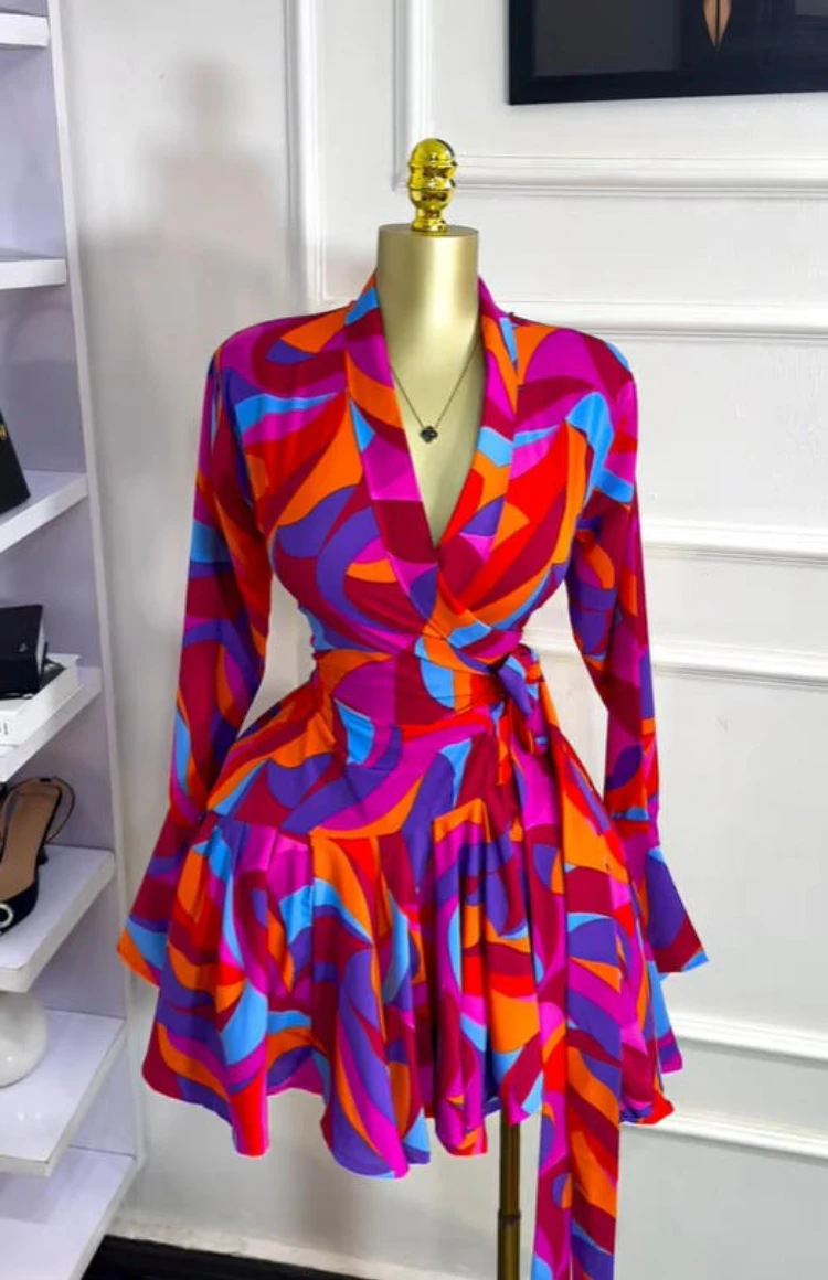 GLCMYAYA Women Tie Dye Print Flare Long Sleeve Wrap V-neck with Sashes Ruffle Dress 2026 Elegant Vacation Party Birthday Dresses GLCMYAYA Women Tie Dye Print Flare Long Sleeve Wrap V-neck with Sashes Ruffle Dress 2026 Elegant Vacation Party Birthday Dresses