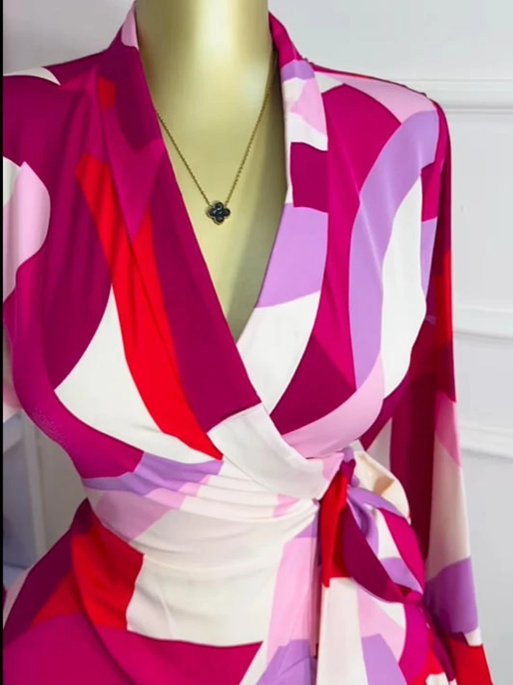 GLCMYAYA Women Tie Dye Print Flare Long Sleeve Wrap V-neck with Sashes Ruffle Dress 2026 Elegant Vacation Party Birthday Dresses GLCMYAYA Women Tie Dye Print Flare Long Sleeve Wrap V-neck with Sashes Ruffle Dress 2026 Elegant Vacation Party Birthday Dresses