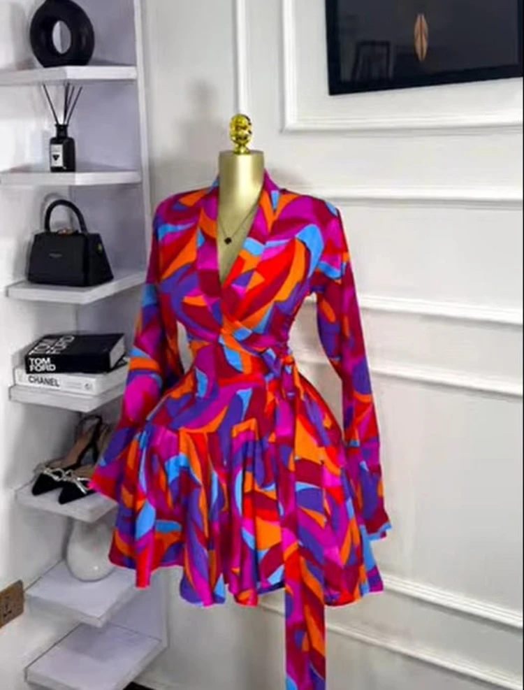 GLCMYAYA Women Tie Dye Print Flare Long Sleeve Wrap V-neck with Sashes Ruffle Dress 2026 Elegant Vacation Party Birthday Dresses GLCMYAYA Women Tie Dye Print Flare Long Sleeve Wrap V-neck with Sashes Ruffle Dress 2026 Elegant Vacation Party Birthday Dresses