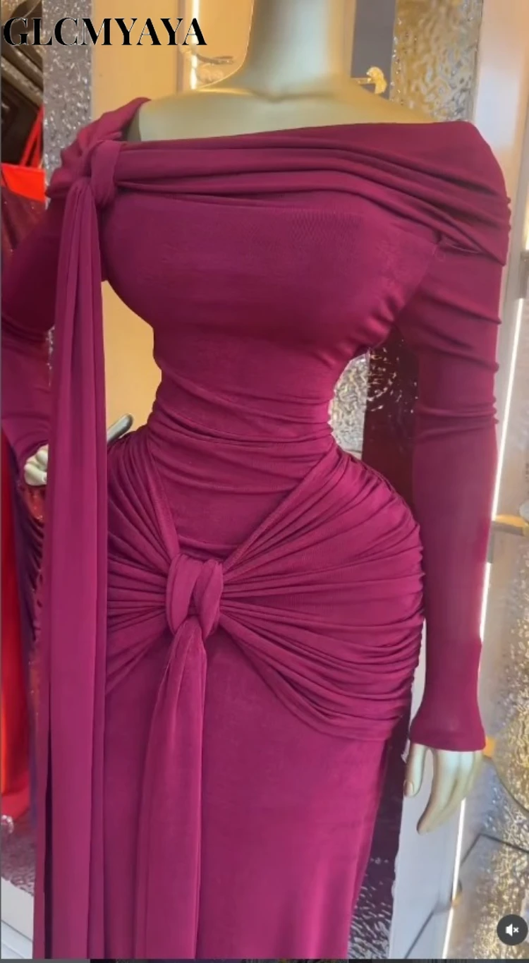 CM.YAYA Women Skew Off Shoulder Stacked Ruched Wrap Front Maxi Midi Dress 2026 Sexy Beach Party Education Long Dresses Vestidos