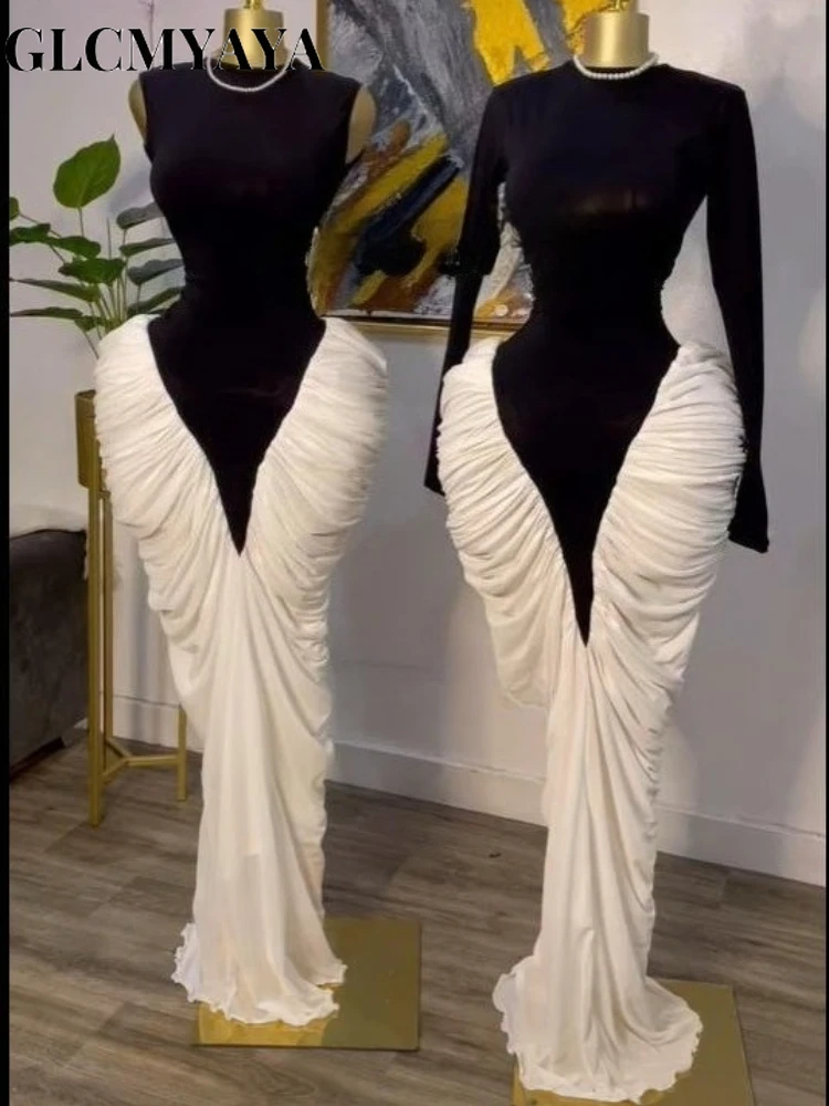 GLCMYAYA Women Long Sleeve Patchwork Ruched Stacked Lace Up Smock Maxi Long Dress 2025 Vacation Party Birthday Dresses Vestidos GLCMYAYA Women Long Sleeve Patchwork Ruched Stacked Lace Up Smock Maxi Long Dress 2025 Vacation Party Birthday Dresses Vestidos