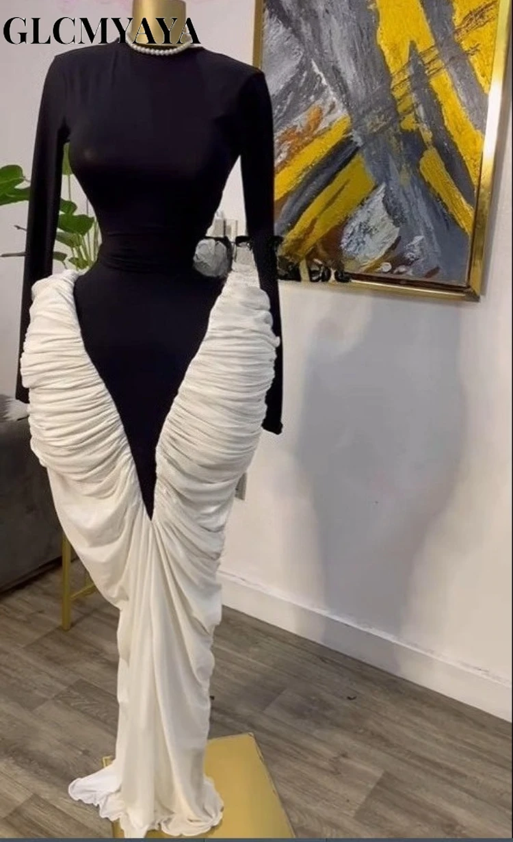 GLCMYAYA Women Long Sleeve Patchwork Ruched Stacked Lace Up Smock Maxi Long Dress 2025 Vacation Party Birthday Dresses Vestidos GLCMYAYA Women Long Sleeve Patchwork Ruched Stacked Lace Up Smock Maxi Long Dress 2025 Vacation Party Birthday Dresses Vestidos