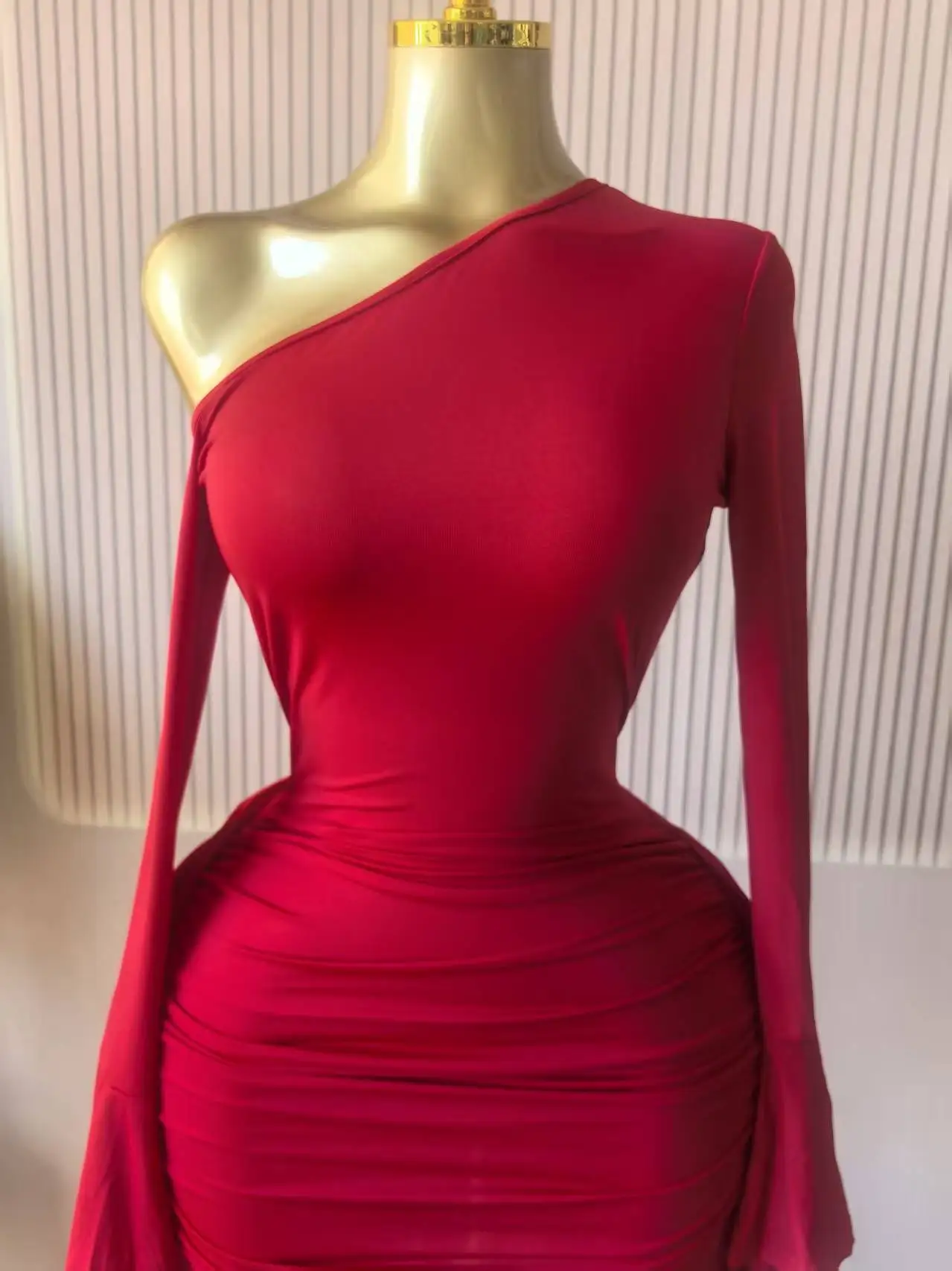 GLCMYAYA Women Drop Shoulder Flare Sleeve Ruffles Side Bodycon Midi Mini Dress 2026 Birthday Holiday Trendy Dresses Vestidos