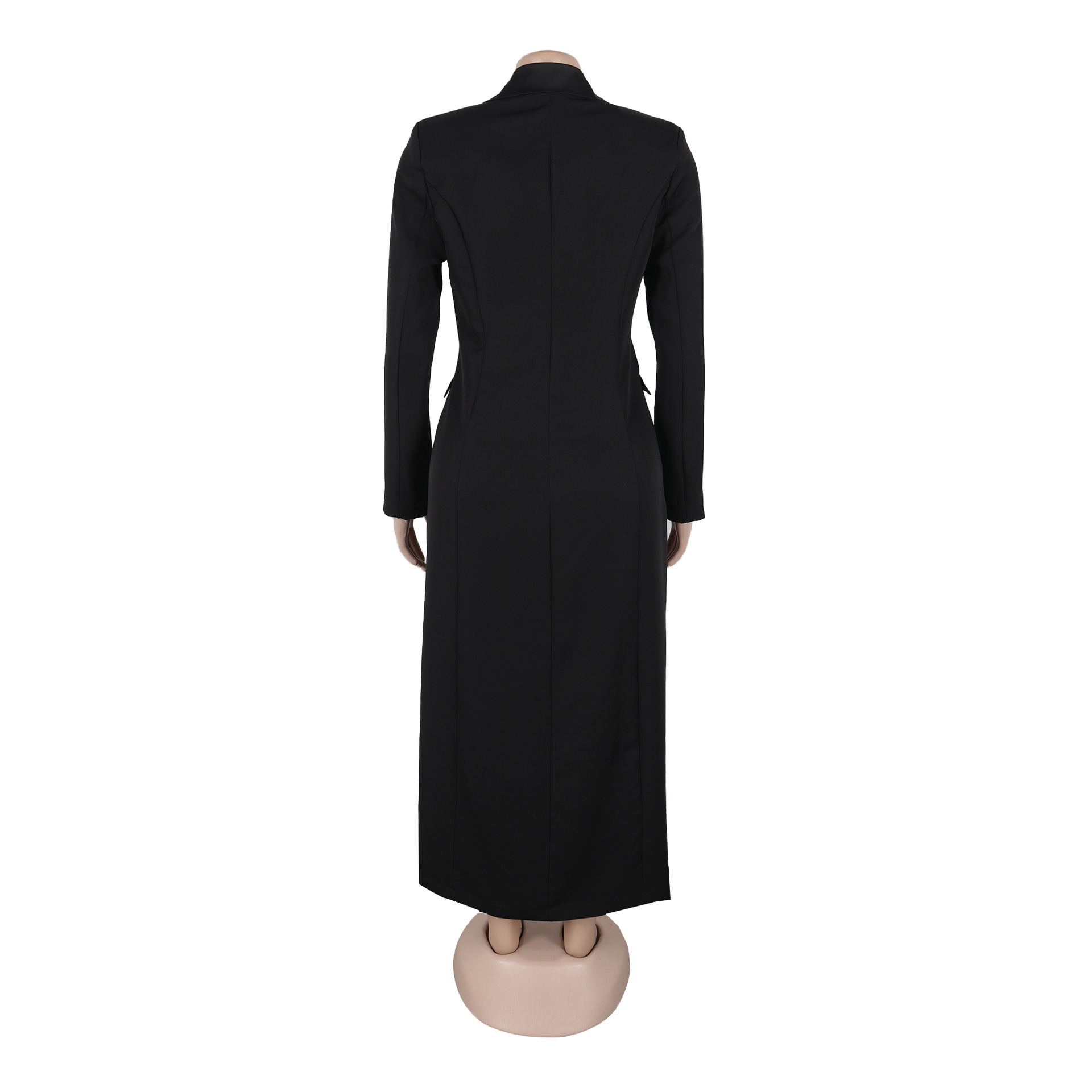 CM.YAYA Fashion Women OL Work Double Breasted Notched Long Sleeve Maxi Dress Spring Sexy Night Elegant Party Street Long Dresses
