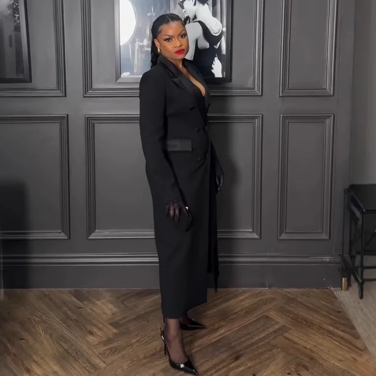 CM.YAYA Fashion Women OL Work Double Breasted Notched Long Sleeve Maxi Dress Spring Sexy Night Elegant Party Street Long Dresses