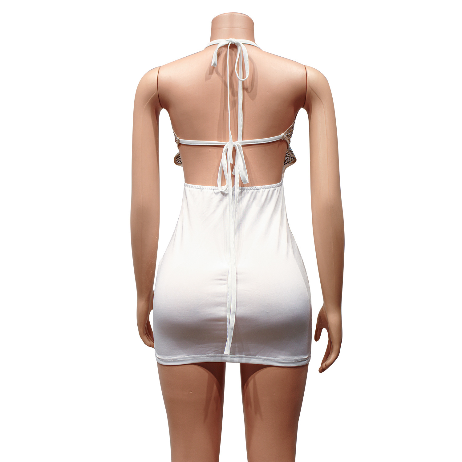 CM.YAYA Women Mesh See Though Diamonds Hot Rhinestones Halter Neck Backless Bodycon Midi Dress 2023 Sexy Party Evening Dresses CM.YAYA Women Mesh See Though Diamonds Hot Rhinestones Halter Neck Backless Bodycon Midi Dress 2023 Sexy Party Evening Dresses