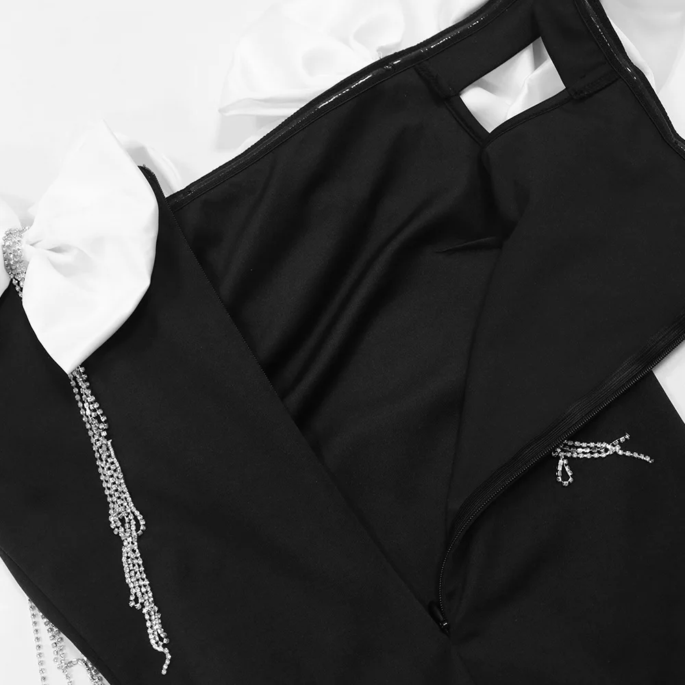 CM.YAYA Women Bow Tassel Slash Neck Maxi Dress 2024 Fall Winter Sexy Birthday Evening Prom Party Street Long Dresses Vestidos