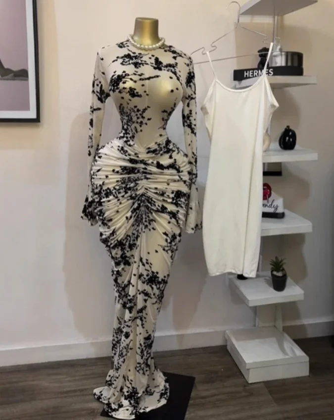 CM.YAYA 2025 Women Long Sleeve Ruched Mesh See Though with Lining Bodycon Long Dress Fall Evening Birthday Sexy Party Dresses CM.YAYA 2025 Women Long Sleeve Ruched Mesh See Though with Lining Bodycon Long Dress Fall Evening Birthday Sexy Party Dresses