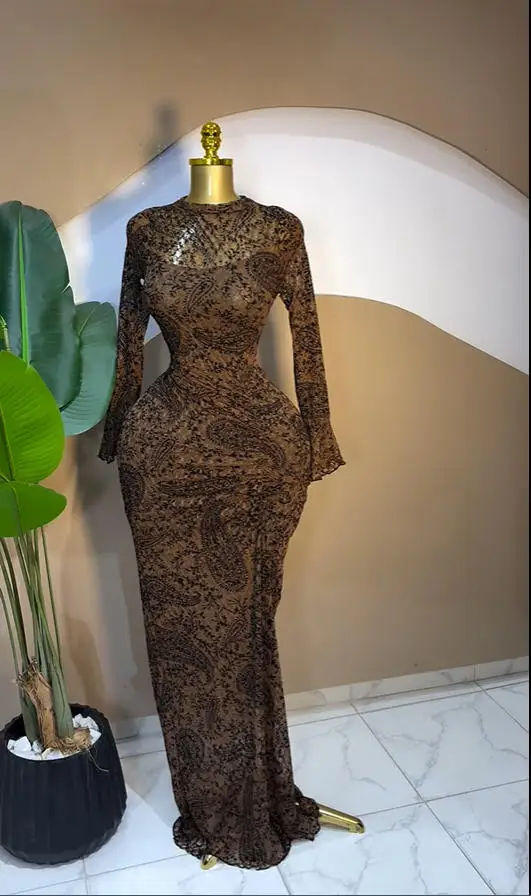 CM.YAYA 2025 Women Long Sleeve Ruched Mesh See Though with Lining Bodycon Long Dress Fall Evening Birthday Sexy Party Dresses CM.YAYA 2025 Women Long Sleeve Ruched Mesh See Though with Lining Bodycon Long Dress Fall Evening Birthday Sexy Party Dresses