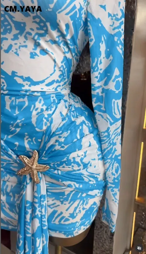 CM.YAYA Women Print Ruched Ribbon Long Sleeve Bodycon Midi Mini Dress 2026 Spring Evening Sexy Birthday Party Trendy Dresses CM.YAYA Women Print Ruched Ribbon Long Sleeve Bodycon Midi Mini Dress 2026 Spring Evening Sexy Birthday Party Trendy Dresses