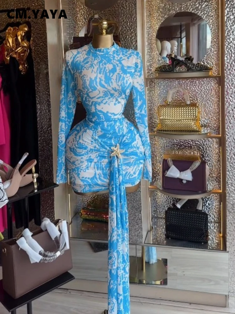 CM.YAYA Women Print Ruched Ribbon Long Sleeve Bodycon Midi Mini Dress 2026 Spring Evening Sexy Birthday Party Trendy Dresses CM.YAYA Women Print Ruched Ribbon Long Sleeve Bodycon Midi Mini Dress 2026 Spring Evening Sexy Birthday Party Trendy Dresses
