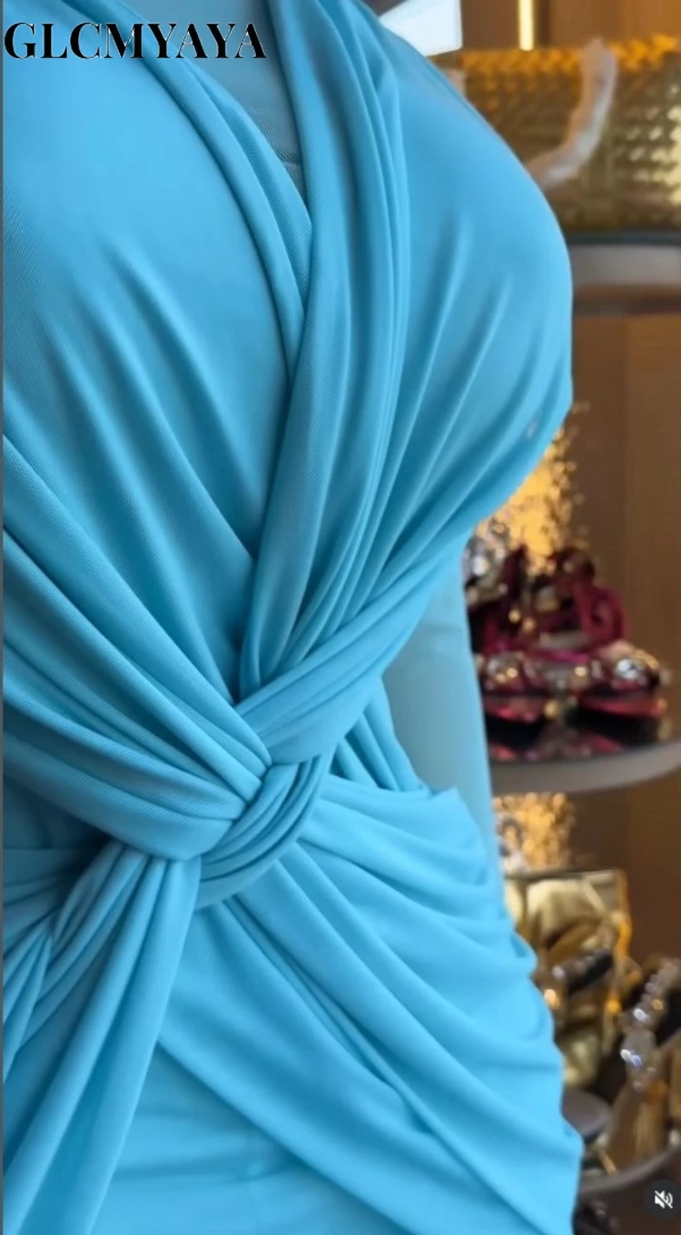 CM.YAYA Women Wrap Front Stacked Ruched Long Sleeve Bodycon Mini Midi Dress 2026 Street Beach Party Education Dresses Vestidos