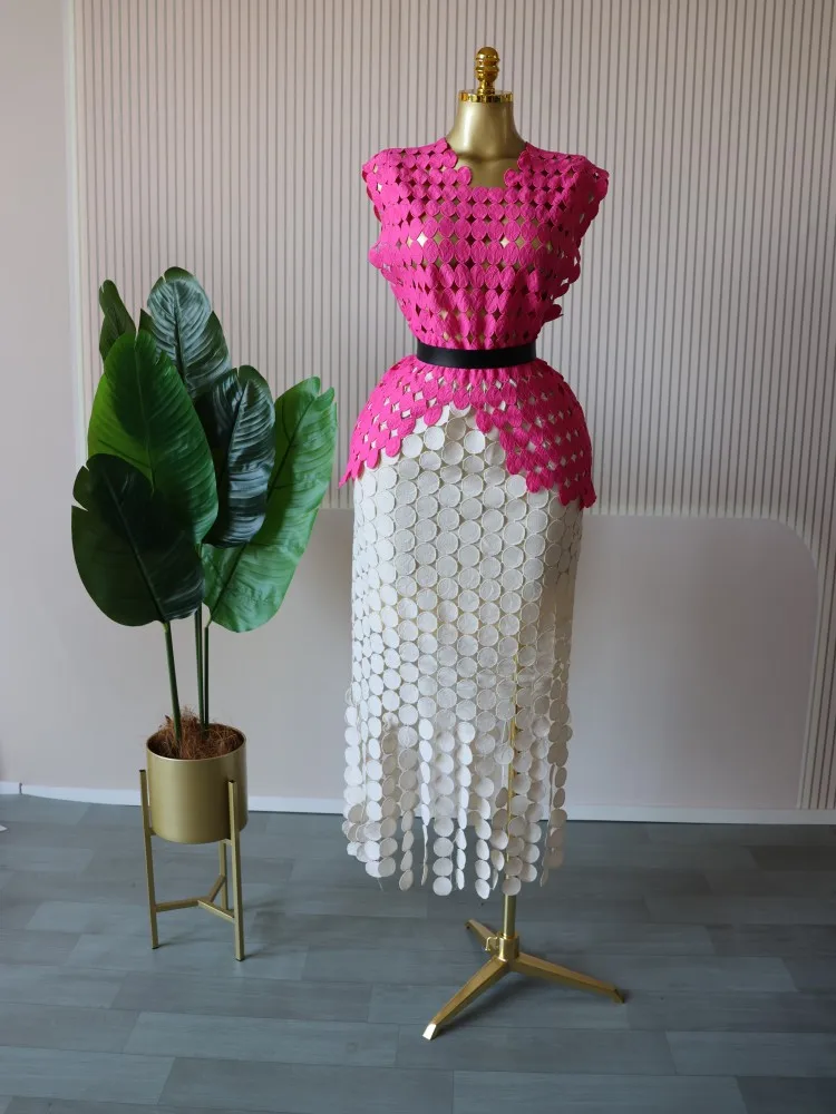 CM.YAYA Women Cutout O-neck Crop Top and Bodycon Midi Slim Maxi Long Skirt Suit 2025 Summer Vacation Sexy Two 2Piece Set Outfits CM.YAYA Women Cutout O-neck Crop Top and Bodycon Midi Slim Maxi Long Skirt Suit 2025 Summer Vacation Sexy Two 2Piece Set Outfits