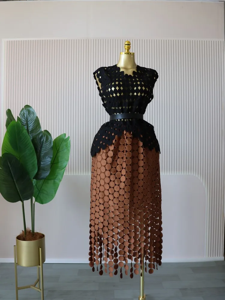 CM.YAYA Women Cutout O-neck Crop Top and Bodycon Midi Slim Maxi Long Skirt Suit 2025 Summer Vacation Sexy Two 2Piece Set Outfits CM.YAYA Women Cutout O-neck Crop Top and Bodycon Midi Slim Maxi Long Skirt Suit 2025 Summer Vacation Sexy Two 2Piece Set Outfits