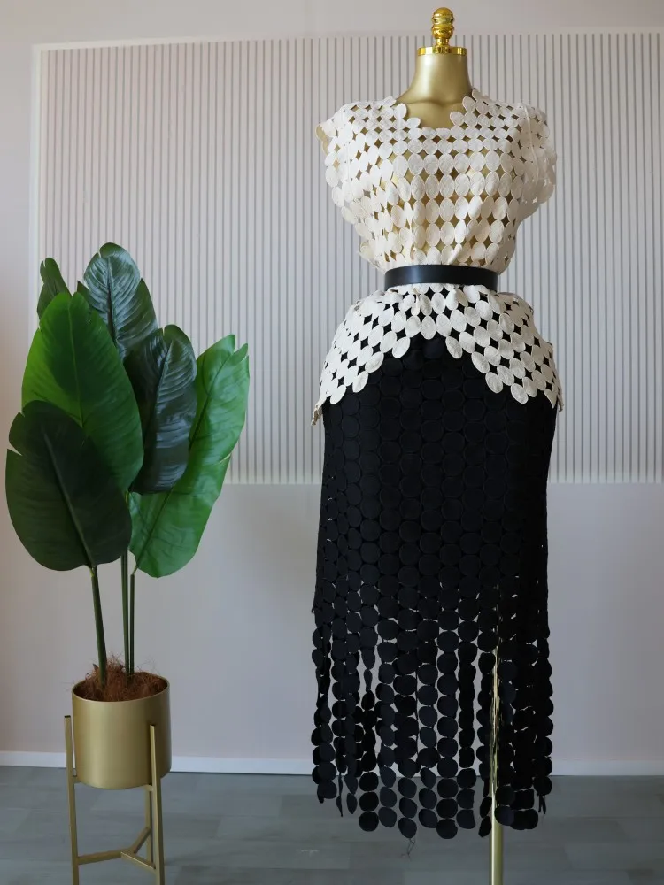 CM.YAYA Women Cutout O-neck Crop Top and Bodycon Midi Slim Maxi Long Skirt Suit 2025 Summer Vacation Sexy Two 2Piece Set Outfits CM.YAYA Women Cutout O-neck Crop Top and Bodycon Midi Slim Maxi Long Skirt Suit 2025 Summer Vacation Sexy Two 2Piece Set Outfits