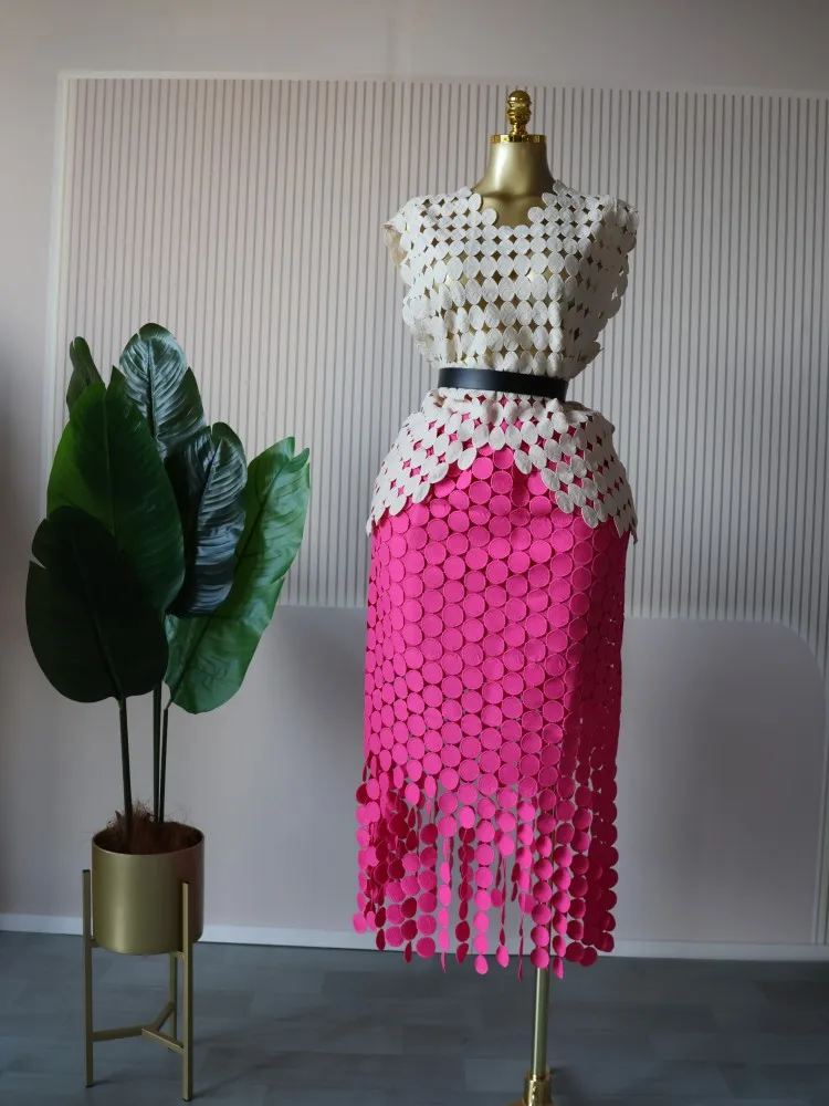 CM.YAYA Women Cutout O-neck Crop Top and Bodycon Midi Slim Maxi Long Skirt Suit 2025 Summer Vacation Sexy Two 2Piece Set Outfits CM.YAYA Women Cutout O-neck Crop Top and Bodycon Midi Slim Maxi Long Skirt Suit 2025 Summer Vacation Sexy Two 2Piece Set Outfits