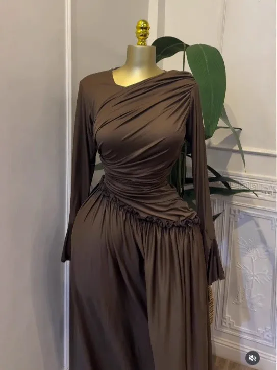 CM.YAYA Women Full Sleeve O-neck Elegant Long Dress Edible Tree Fungus Sweet Holiday Beach Evening Sexy Party Dresses Vestidos