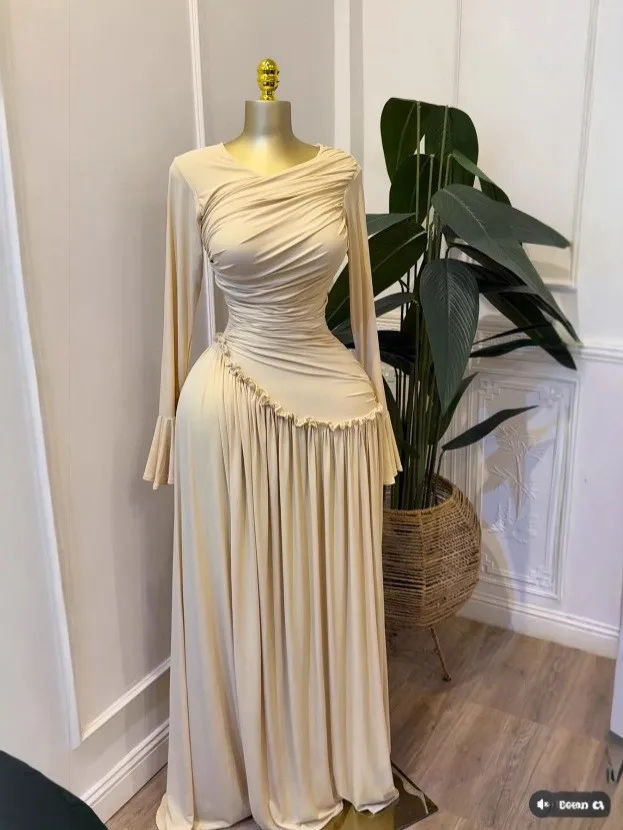 CM.YAYA Women Full Sleeve O-neck Elegant Long Dress Edible Tree Fungus Sweet Holiday Beach Evening Sexy Party Dresses Vestidos