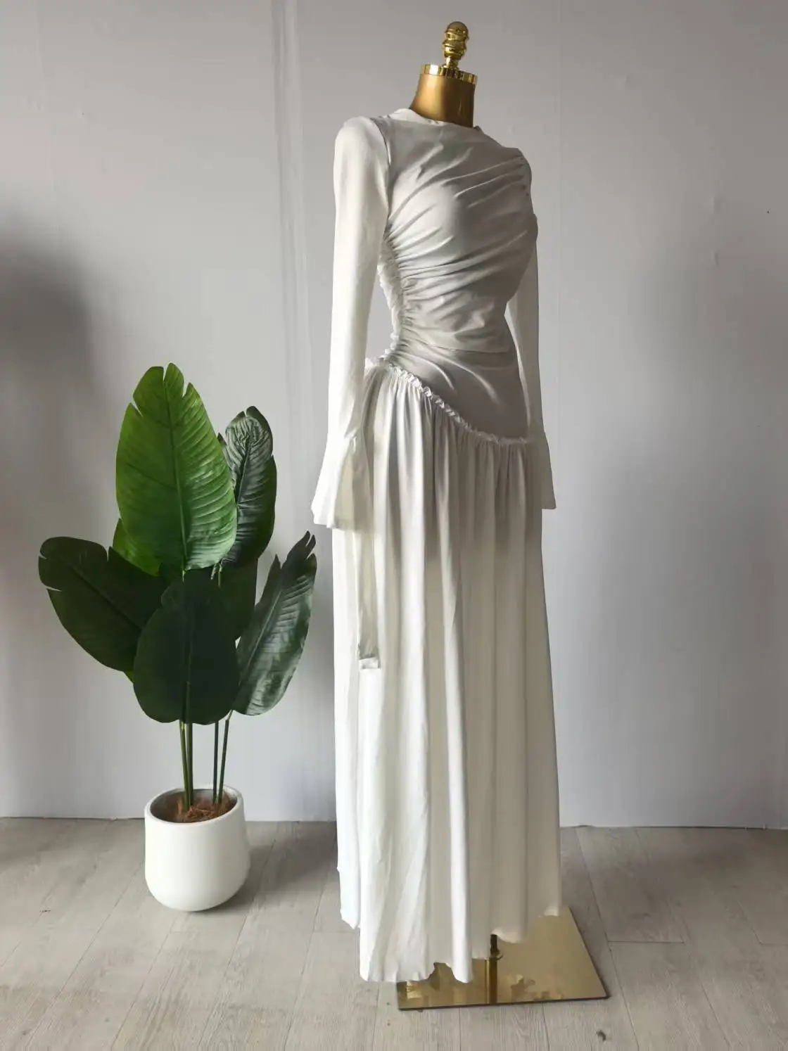 CM.YAYA Women Full Sleeve O-neck Elegant Long Dress Edible Tree Fungus Sweet Holiday Beach Evening Sexy Party Dresses Vestidos